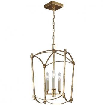Quintiesse Thayer 3 Light Chandelier In Antique Gold Finish