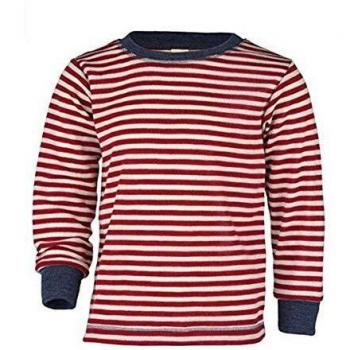 Engel Natur Kinder Langarmshirt aus Bio-Wolle (kbT) in Rot Melange/Natur (Größe 140)