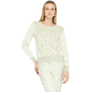 Felpa Donna Stampa Animalier Bianco Latte Oro Liu Jo