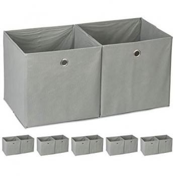 Scatole a Forma di Cubo in Tessuto Grigio, Set da 12, 30 x 30 x 30 cm
