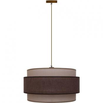 Lampe Suspendue Wonderlamp Brun Triple Abat-Jour Lin 40 cm