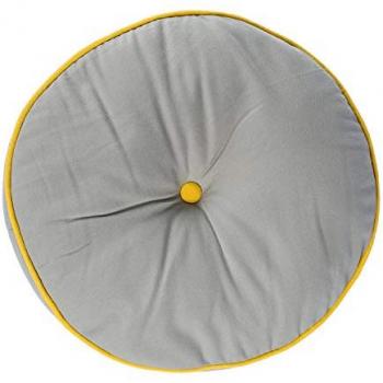 Homescapes Grey and Yellow Round Floor Cushion