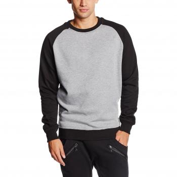 Urban Classics Sweatshirts - 2-Tone Raglan Crewneck - S tot 5XL - voor Mannen - grijs-zwart