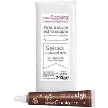 Witte Fondant 200 g + Chocoladepen