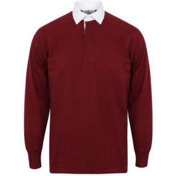 Front Row Long Sleeve Classic Rugby Polo Shirt Black/White