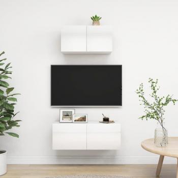 VidaXL 2-tlg. TV-Schrank-Set Hochglanz-Weiß Holzwerkstoff