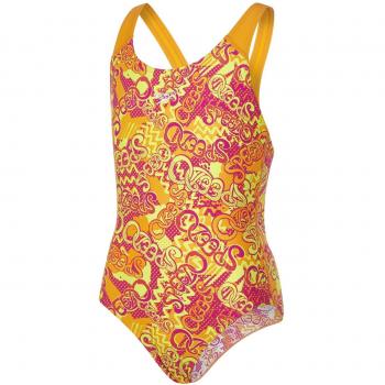 Speedo Fusion Fun Allover Splashback Bañador 1 Pieza, Niñas, Naranja