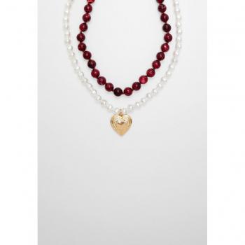 Collana Cuore e Perle Stradivarius – Granata