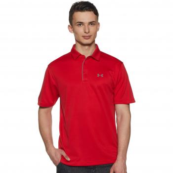 Under Armour Tech Short Sleeve Polo - Red - S - Male
