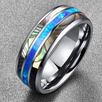 Joyería Masculina Anillo FDLK 8mm Incrustado con Conchas