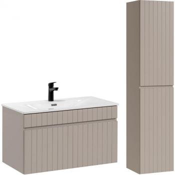 Meuble vasque encastrée 80cm avec colonne Zelie cachemire