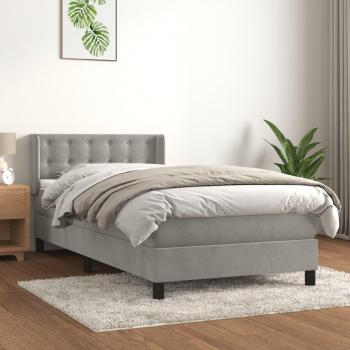 Estructura de cama de muelles con colchón gris claro 90x200 cm