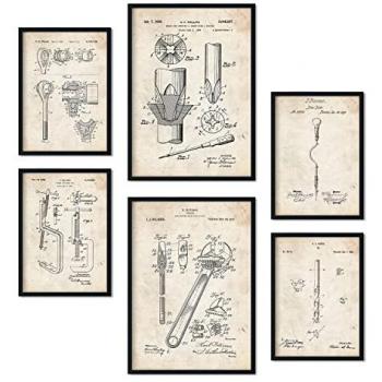 Pósteres Retro de Inventos Antiguos - Set de 6 Láminas de Patentes