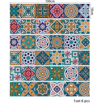 Pegatinas decorativas autoadhesivas de PVC para escalera, impermeables, estilo bohemio, 6 unidades/set