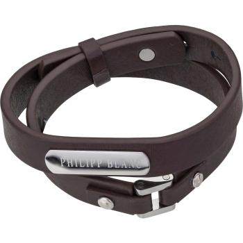 Bracciale in vera pelle e acciaio inoxidabile Philipp Blanc Niklas