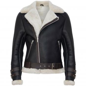 Edmonton Men's Brown Sheepskin Biker Jacket by Infinity Leather - Size L