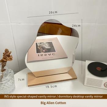 Korean Home Decor Acrylic Makeup Mirror with Simple Wooden Stand