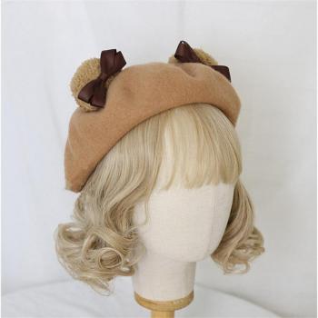 Kawaii Bear Ear Wool Beret