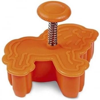 Cortador de galletas León con expulsor, Naranja, 5,5 cm