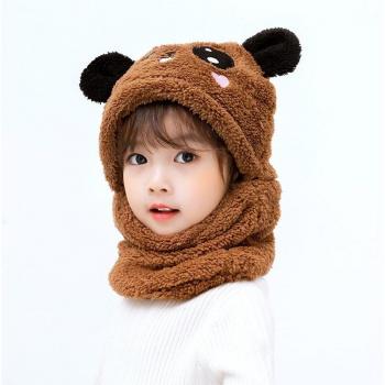 Winter Panda Baby Cap with Face Cover and Bib