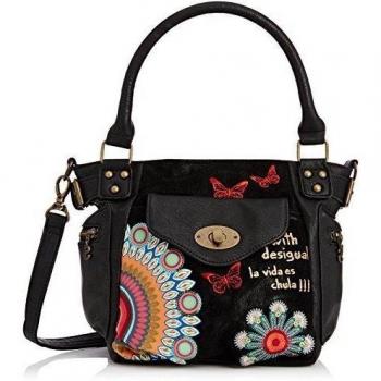 Desigual BOLS_MCBEE MINI CANDY - Bolso de hombro de material sintético mujer, color negro, talla 23x23x11 cm