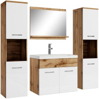 Armadio Mobiletto Badplaats Montréal XL 60 cm Rovere Bianco Lucido