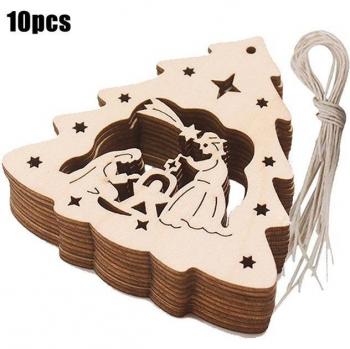 Christmas Wooden Ornaments Set - 10 Pieces