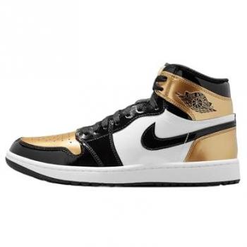 Zapatillas Air Jordan 1 High Golf Negro Metalizado con Puntera Dorada