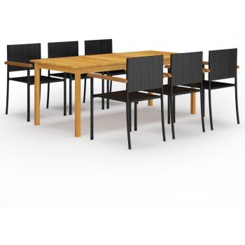 7 Piece Outdoor Dining Set Black vidaXL