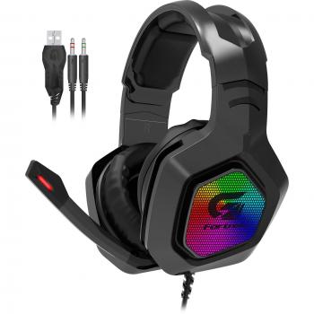 HEADSET GAMER RGB BLACK HAWK PRETO - FORTREK