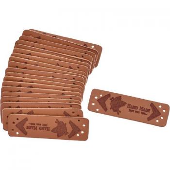 Lychee Life 20pcs Multi-Pattern Embossed Leather Sew-On Labels for DIY Crafts