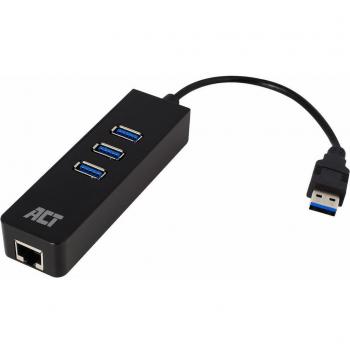 ACT Hub USB 3.2 Gen 1 AM -> 1000Tx RJ45H + 3x AH Mini Negro