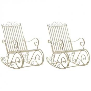 Set de 2 mecedoras de hierro Smilla crema antiguo