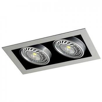 Cristalrecord - Empotrable con foco basculante 'Kardan Tecno' de dos luces (2xQR111) con portalámparas GU10 IP20 fabricado en chapa de acero col