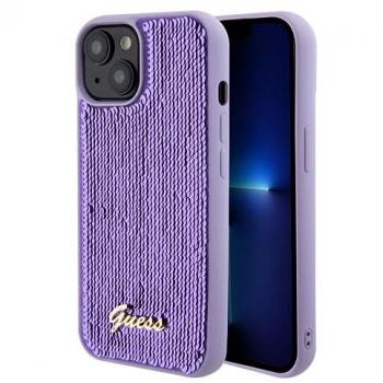 Custodia Rigida Guess Sequin Script Logo per iPhone 15 - Viola