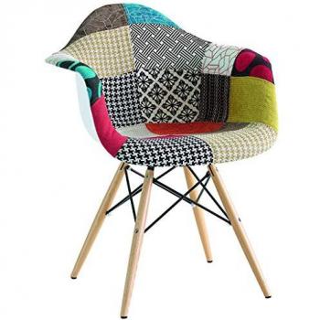 Poltrona Moderna in Legno e Metallo Patchwork