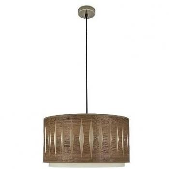 Pendentif Alexandra 1xe27 Cuir et Bois Foncé Regx40x40 cm
