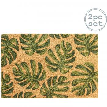 Nicola Spring Coir Door Mats 90 x 60cm Monstera Pack of 2