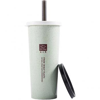 Taza de Café con Pajita de Trigo Práctica