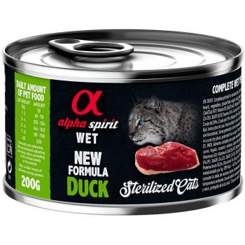 Pack 6 de Latas Alpha Spirit Pato Húmedo Gatos Esterilizados 200 g