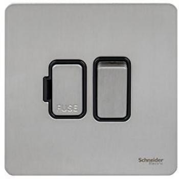 Schneider Electric 13A Switched FCU - Stainless Steel with Black Insert