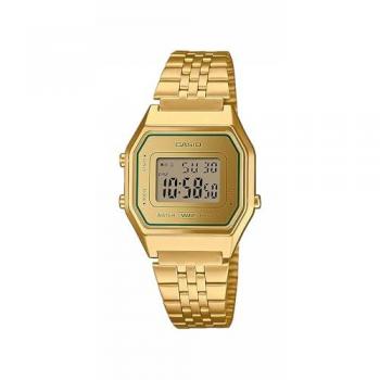 Casio Iconic Retro Mujer Dorada con Espejo y Filo Verde