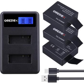 4 Pack PG1050 Battery & LCD Dual Charger for SJCAM and EKEN