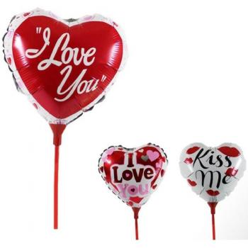 Set de 6 Globos Inflables Corazón con Varilla 16cm San Valentín