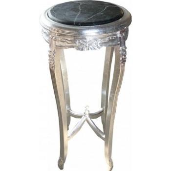 Rundes Barock Beistelltisch mit Marmor Silber 91 cm