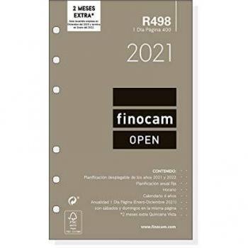 Recambio Anualidad Finocam R498 Agenda Anillas Open 400 1 Día Página