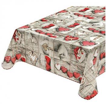 Tovaglia Antimacchia Cucina Shabby Chic Bordata Cuori 120x160
