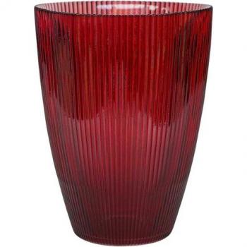 Burgundy Ribbed Tall Glass Vase 24.5Cm