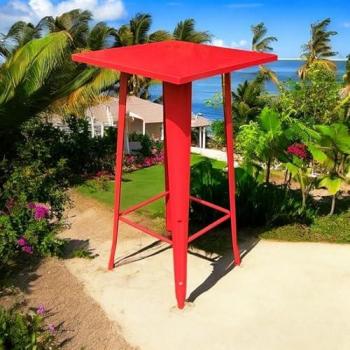Metal Garden Table - 60 cm x 60 cm x 115 cm - Red