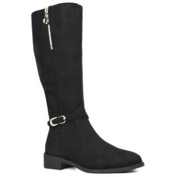 Georgina Low Heel Biker Boot with Ankle Strap